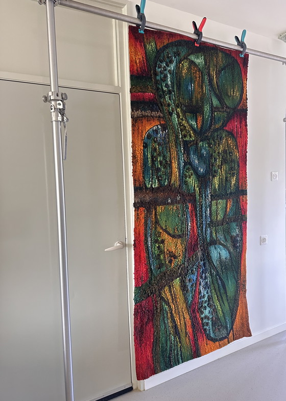 Image 1 of Kilim polonais « Puszcza » H. Sułkowska pour ZWW, années 1970 (2,15 x 0,95)