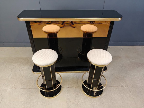 Image 1 of Hollywood Regency-bar met krukken, jaren 70 - Italië