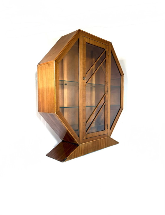Vetrina ottagonale Art Déco vintage, anni '30 – Vetrine, Vetro, Legno (photo 8 of 10)
