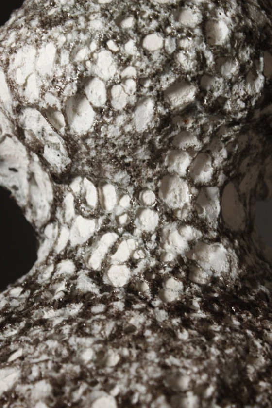 Image 1 of Grote, dikke keramische lampvoet in lavavorm, brutalistisch ontwerp, dubbele verlichting, jaren 70