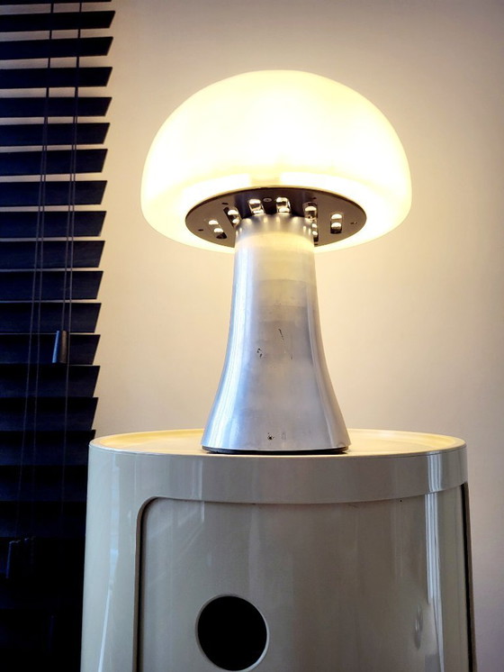 Image 1 of Mushroom lamp XL, heavy stainless steel table lamp, 1980s