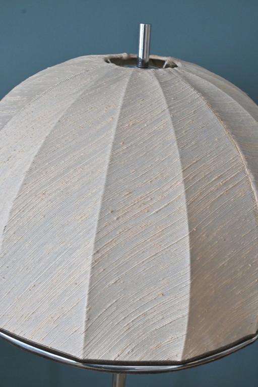 Floor lamp 1970s with chrome base and umbrella shape shade
