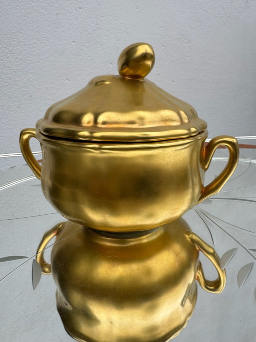 Alte Charolles Fayence Golddose