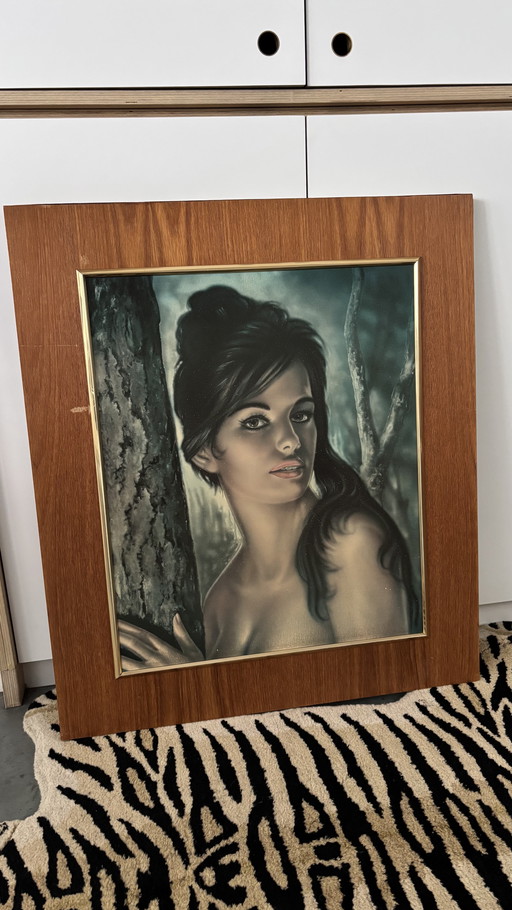 Vintage pintura, marco, impresión, mujer gitana, Joseph Henry Lynch