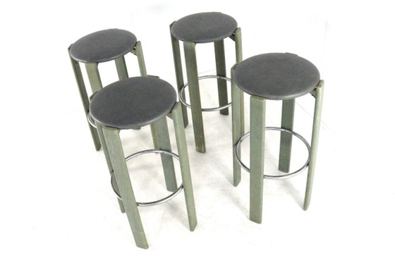 Set 4 Bruno Rey per Kusch & Co Sgabelli da bar vintage, Legno, Metallo, Verde, Modern (foto 10 di 15)