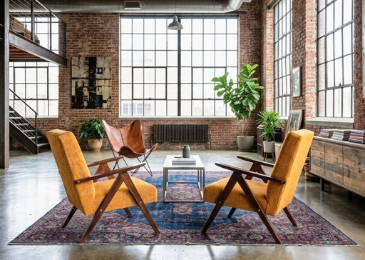 Pair of vintage longue chairs modern design 1980