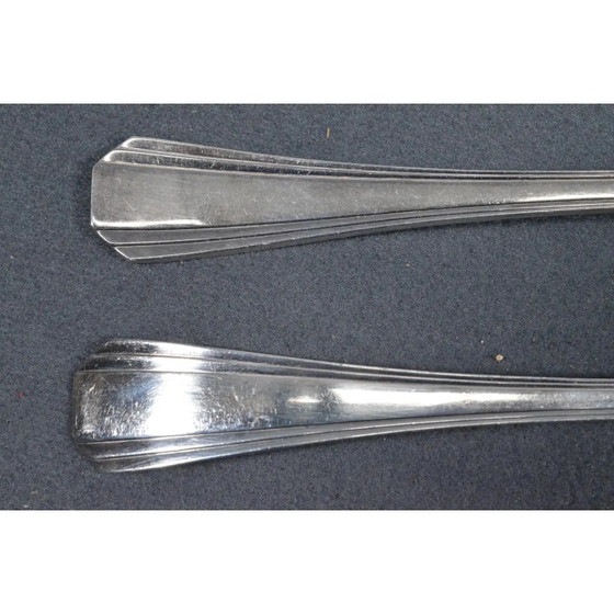 1920s Christofle Boréal Art Deco Silver-Plated Flatware Set by Luc Lanel - 37 Pieces with Case (photo 11 of 17)