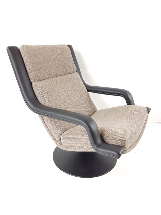 Poltrona girevole Artifort vintage in tessuto Ploeg pelle beige marrone – Poltrone, Wool, Metal (photo 7 of 10)