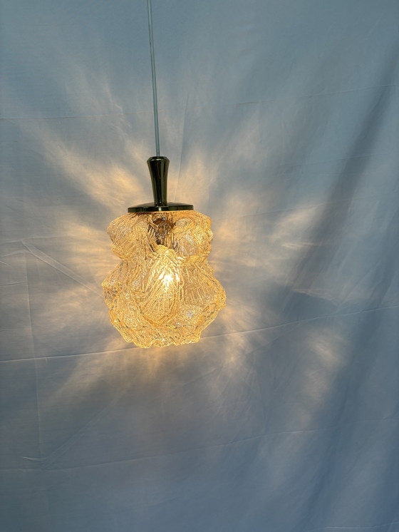 Image 1 of Vintage Peill & Putzler "Alaska" pendant lamp ice glass 1970