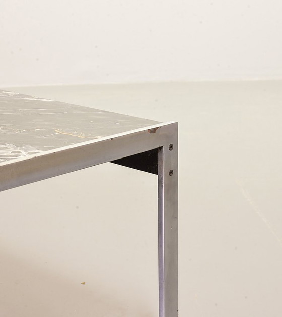 Image 1 of Minimalistic and Exclusive Mid-Century Kho Liangh Black Italian Marble and Brushed Steel Coffee Table by Artifort