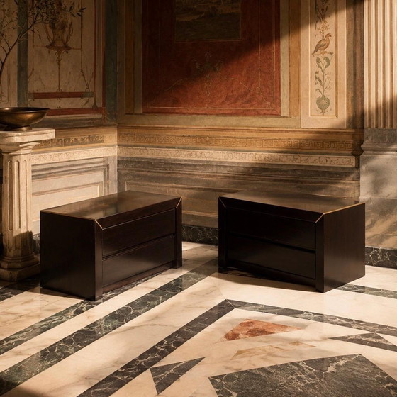 Paire de tables de nuit en palissandre d'Afrique et laiton pour Fratelli Turri – Gorgoni, Wood (photo 2 of 19)