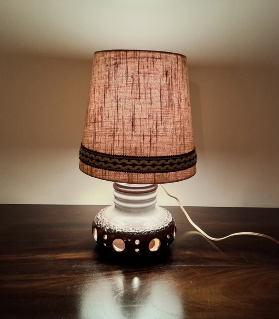 Image 1 of Herda Fat lava keramische tafellamp met originele kap 