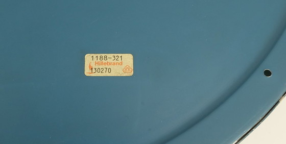 Image 1 of rare large mid century modern CEILING LIGHT by hillebrand 1960s flush mount textured glass blue metal frame