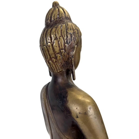 Buddha Himalayano in Bronzo Qualità Museo con Occhi d'Argento – XVI–XVII Secolo – 49.5 cm – Sculture, Bronze (photo 10 of 10)