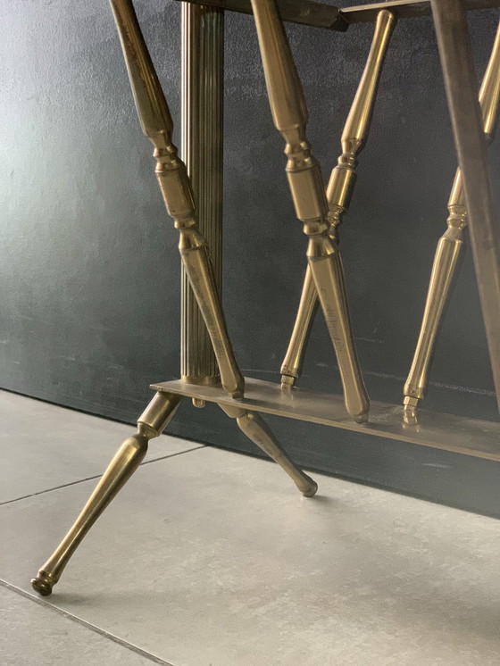 Image 1 of vintage brass magazine rack