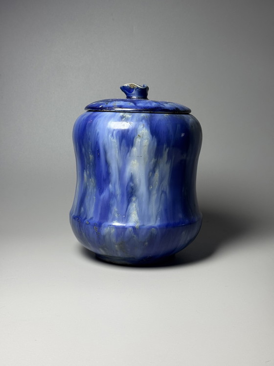 Image 1 of Roger Guérin (1896-1954) - Art Deco Lidded Jar – Rare Form, Cobalt Blue Glaze