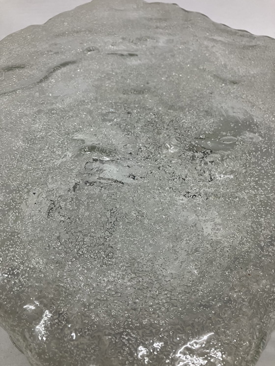 Image 1 of Vintage ijsglas vierkante plafondlamp jaren 70 design