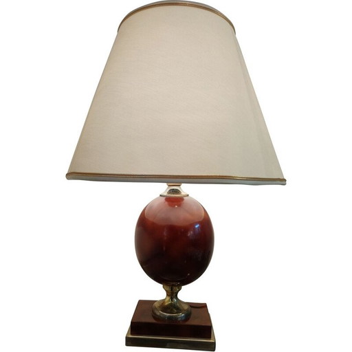 Lámpara de mesa neoclásica vintage de color crema, años 70