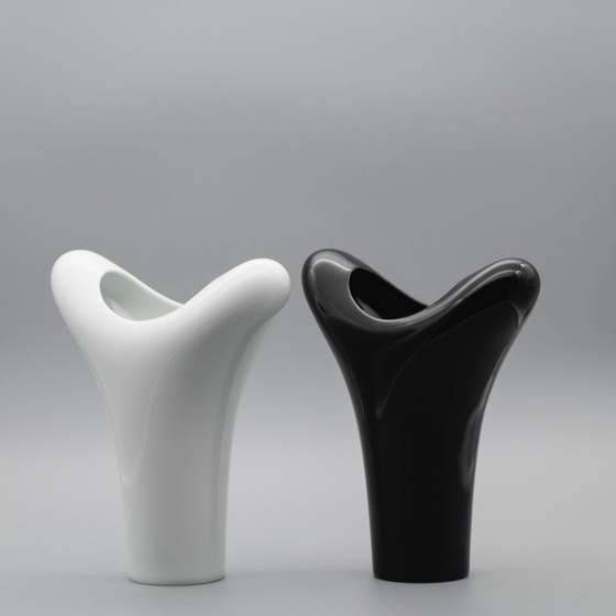 Image 1 of Duo de vases SPIRIT en porcelaine blanche et noire, Rosenthal Studio Linie, par Platt & Young