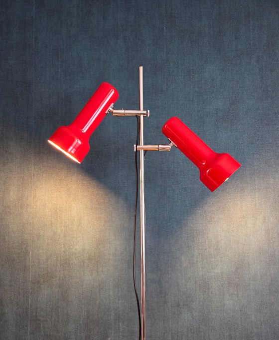 Vintage Floor Lamp - Gepo 300 | 2 Spotlights | Red - 1970s – Floor lights, Metal (photo 9 of 16)