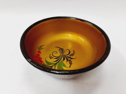 Vintage Wooden Bowl Hohloma, USSR