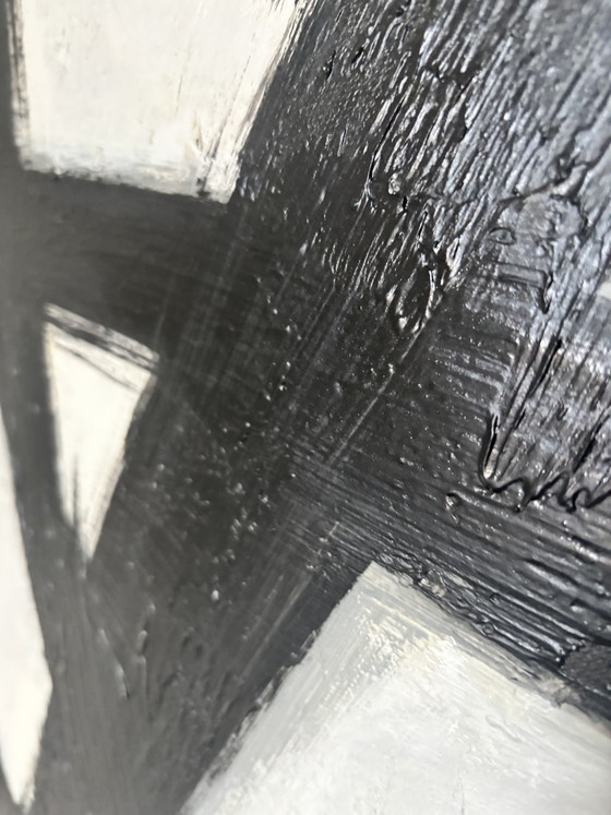 Kunstkartel Hand-Painted Abstract Painting 100 X 100 Cm | Black Off White Cream – Paintings & Drawings, Canvas (photo 6 of 6)