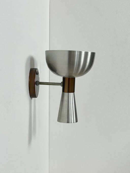 Applique da parete vintage in metallo spazzolato e rame, Paesi Bassi, 1960