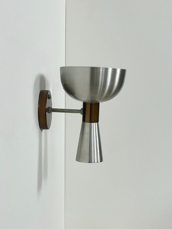 Image 1 of Applique da parete vintage in metallo spazzolato e rame, Paesi Bassi, 1960