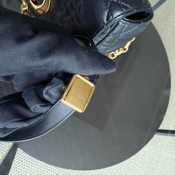 Image 1 of DIOR CARO SMALL - CANNAGE GRAINED CALFSKIN BLACK GOLD HARDWARE