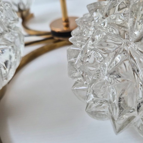 Image 1 of Vintage 1950s Arlus House Pendant Light in Gilded Brass, Metal & Glass