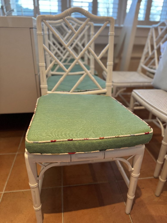 Image 1 of Set di 6 sedie da pranzo vintage Chippendale in finto bambù 'Jonathan Adler'