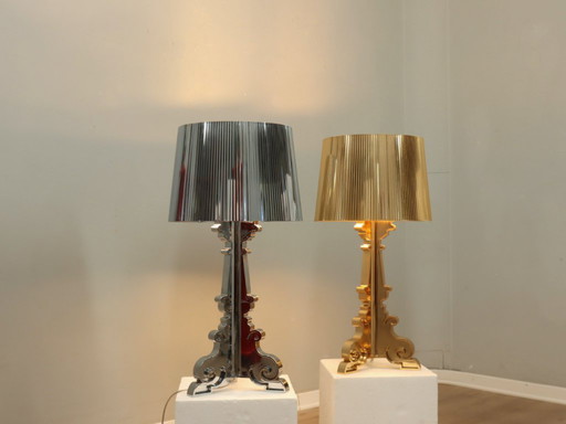 Pair of Bourgie Lamps by Kartell gold silver, early 2000s Edition