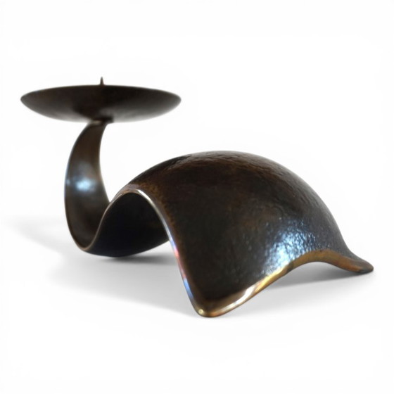 Image 1 of Bauhaus Sculptural Bronze Candlestick by Benno Meyer, 1930