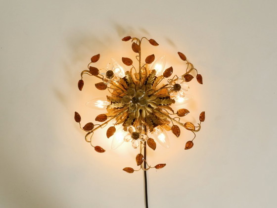 Image 1 of Très belle lampe de plafond ou applique murale plaquée or des années 1960, de Banci Firenze, Italie