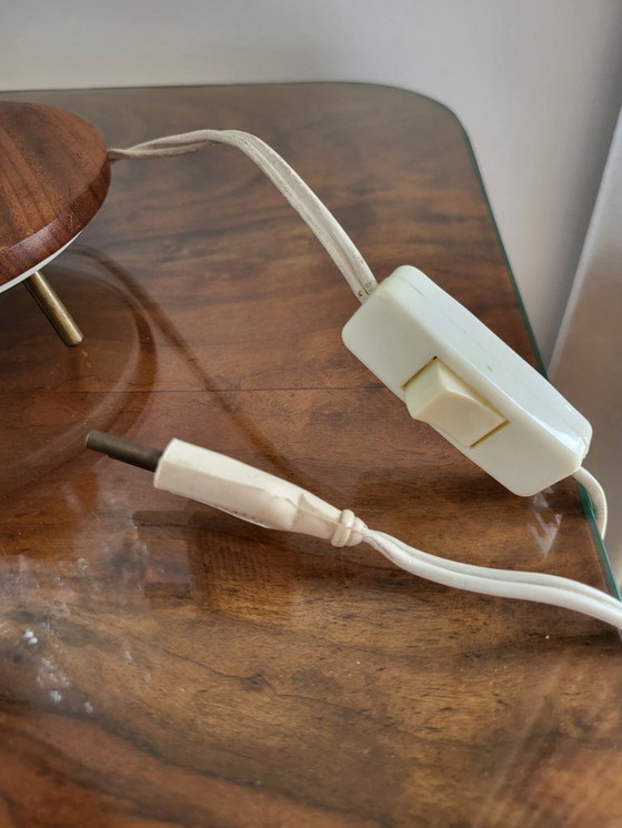 Image 1 of Vintage Table Lamp Tripod From The Sixties With Glass Lampshade