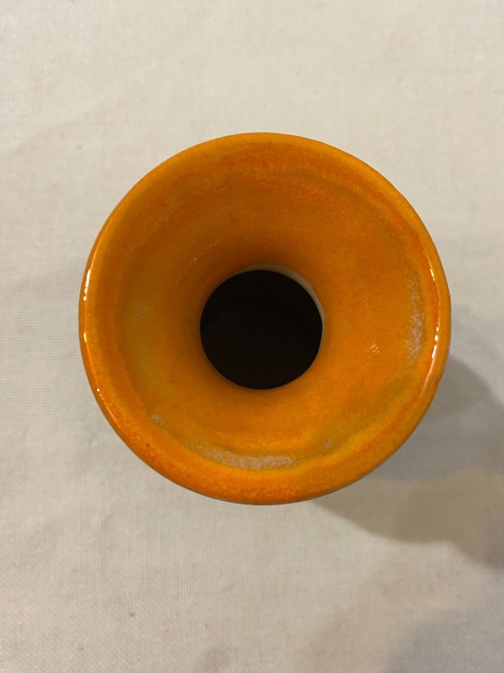 Keramieken vaas met oranje druipglazuur, KIL Liboje, Vazen, Blauw, Vintage (foto 6 van 7)