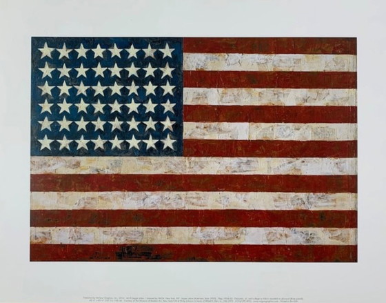 Image 1 of Jasper Johns : "Drapeau, 1955". Lithographie offset en excellent état.