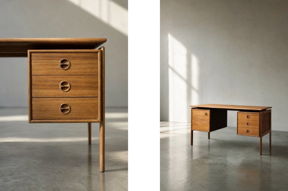Vintage Mid-Century Danish Modern Teak Desk by Arne Vodder for GV Møbler, 1960s – Wood (photo 3 of 19)