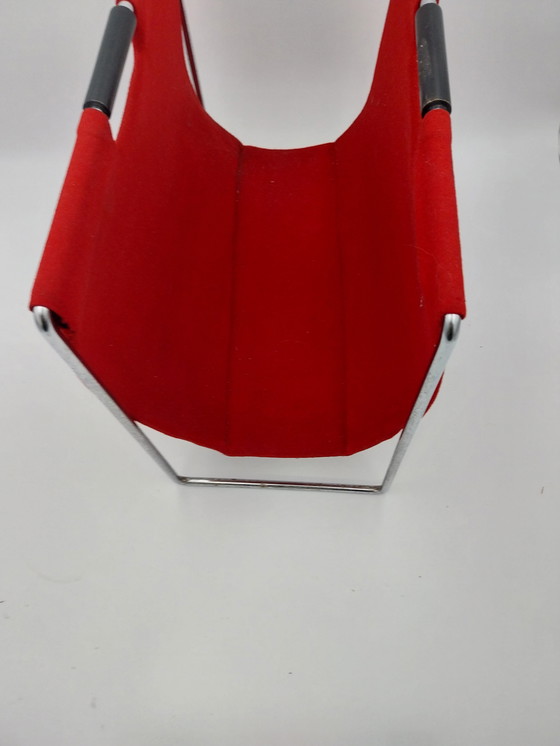 Image 1 of 1960er Brabantia Zeitschriftenständer, roter Stoff