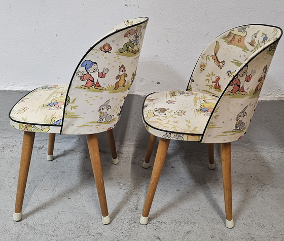 Image 1 of Set of 2 vintage Disney fairy tale children's chair Skai cover 1950s