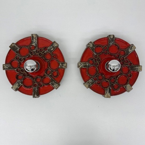Image 1 of Pareja de apliques de cerámica Hustadt Leuchten , años 70