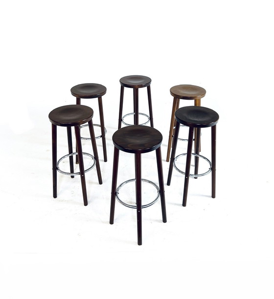 Image 1 of 6x sgabelli da bar brutalisti anni '70