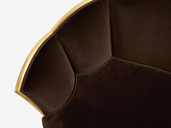 Image 1 of Maurice Dufrène giltwood brown velvet sofa circa 1925