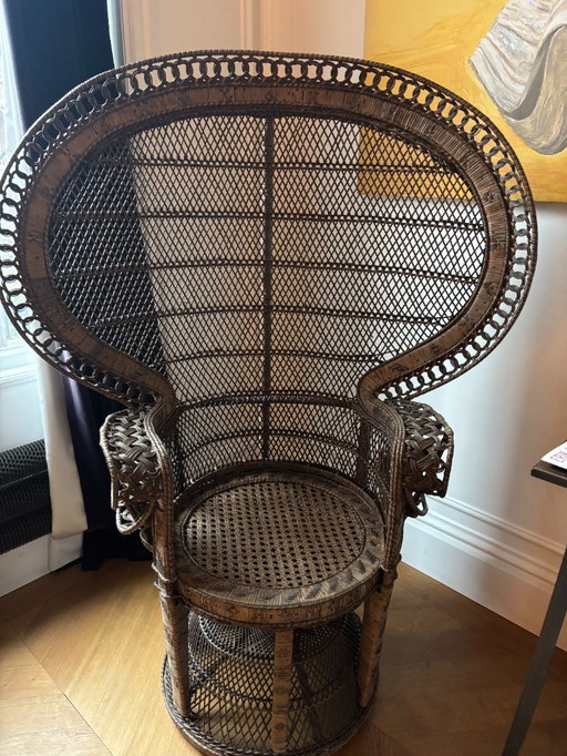 Vintage Rotan Pauwenstoel - jaren '70