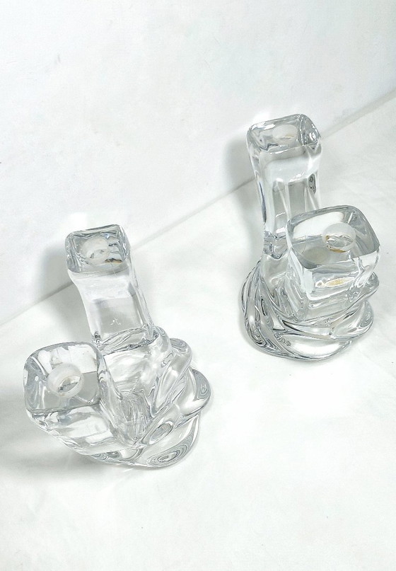 Image 1 of Pair of crystal candlesticks. Spain, 1970s.