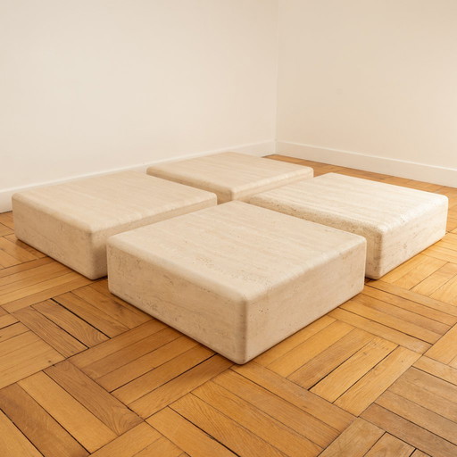 4 Square Travertine Tables