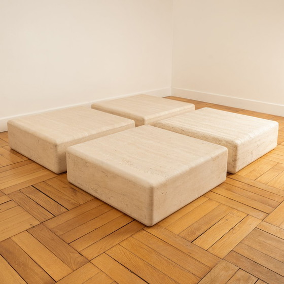 Image 1 of 4 Square Travertine Tables