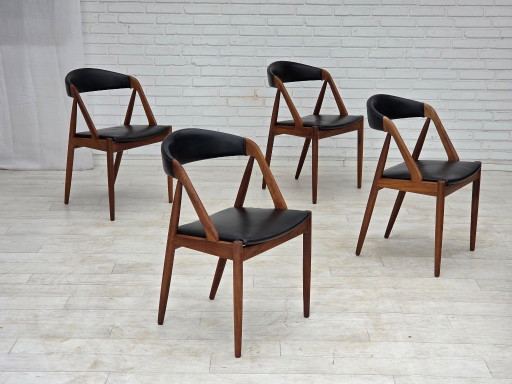 1960s, Danish Design by Kai Kristensen, Set of 4 Armchairs, Leather, Teak – eetkamerstoelen (photo 2 of 18)