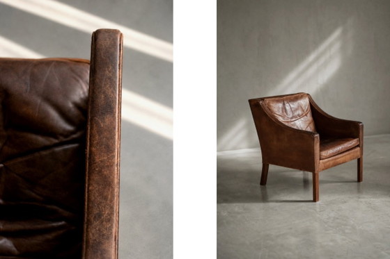 Vintage Mid-Century Deense moderne lounge lederen stoel & poef model 2207 door Børge Mogensen voor (photo 24 of 51)