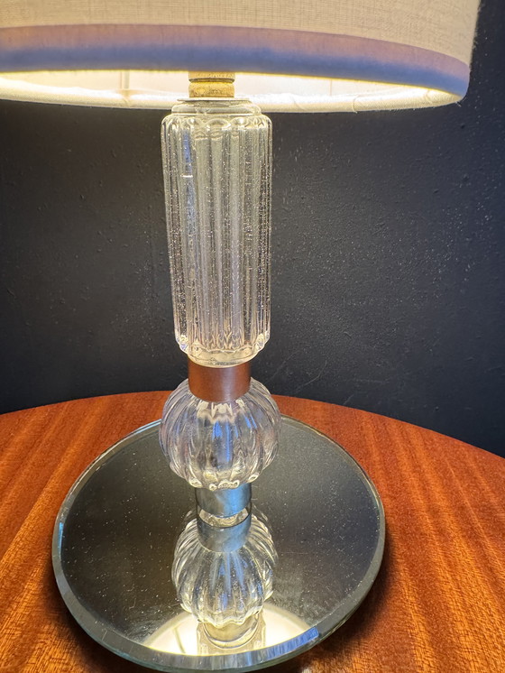 Image 1 of Kleine Art-Deco-Lampe aus Glas und Messing